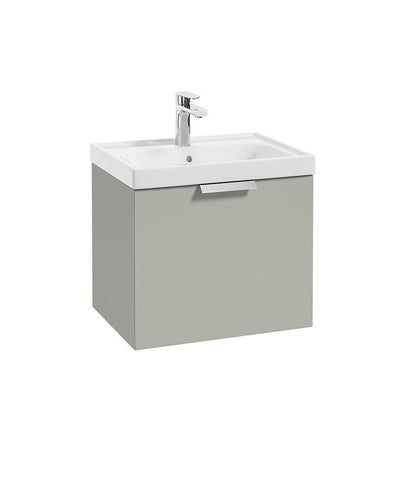 Stockholm Wall Hung  50Cm Single Drawer Unit Matt Arctic Grey-Brushed Chrome Handles
