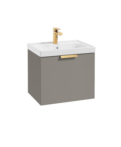 Stockholm Wall Hung  50Cm Single Drawer Unit Matt Khaki-Brushed Gold Handle