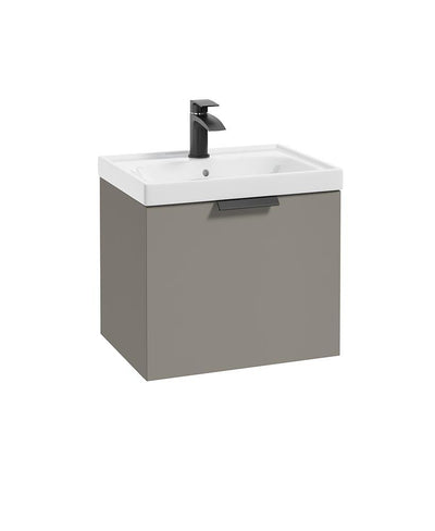 Stockholm Wall Hung  50Cm Single Drawer Unit Matt Khaki-Matt Black Handle