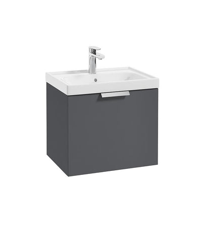 Stockholm Wall Hung  50Cm Single Drawer Unit Matt Midnight Grey-Brushed Chrome Handle