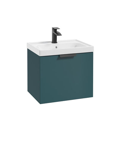 Stockholm Wall Hung  50Cm Single Drawer Unit Matt Ocean Blue-Matt Black Handle