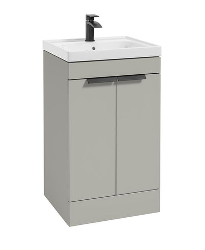 Stockholm Floorstanding 50Cm Two Door Unit Matt Arctic Grey-Matt Black Handles
