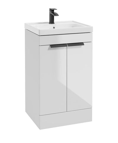 Stockholm Floorstanding 50Cm Two Door Unit Gloss White-Matt Black Handles