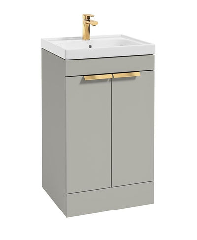 Stockholm Floorstanding 50Cm Two Door Unit Matt Arctic Grey-Brushed Gold Handles