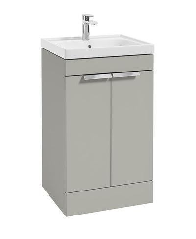 Stockholm Floorstanding 50Cm Two Door Unit Matt Arctic Grey-Brushed Chrome Handles