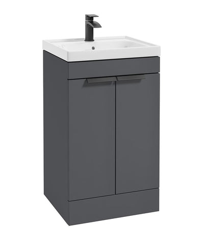 Stockholm Floorstanding 50Cm Two Door Unit Matt Midnight Grey-Matt Black Handles