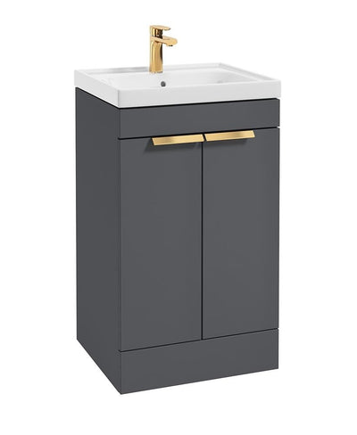 Stockholm Floorstanding 50Cm Two Door Unit Matt Midnight Grey-Brushed Gold Handles