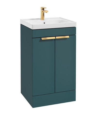 Stockholm Floorstanding 50Cm Two Door Unit Matt Ocean Blue-Brushed Gold Handles