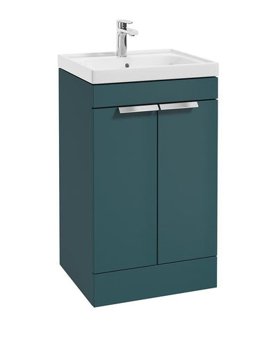 Stockholm Floorstanding 50Cm Two Door Unit Matt Ocean Blue-Brushed Chrome Handles