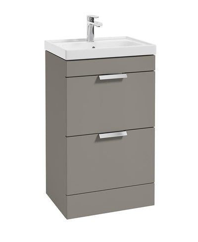 Stockholm Floorstanding 50Cm Two Drawer Unit Matt Khaki-Brushed Chrome Handles