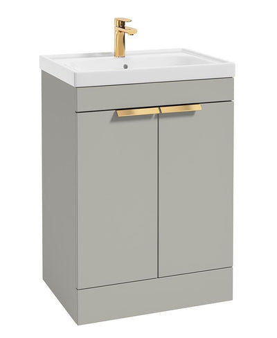 Stockholm Floorstanding 60Cm Two Door Unit Matt Arctic Grey-Brushed Gold Handles