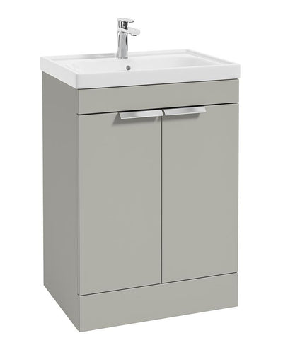 Stockholm Floorstanding 60Cm Two Door Unit Matt Arctic Grey-Brushed Chrome Handles