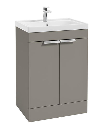 Stockholm Floorstanding 60Cm Two Door Unit Matt Khaki-Brushed Chrome Handles