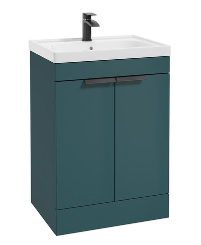 Stockholm Floorstanding 60Cm Two Door Unit Matt Ocean Blue-Matt Black Handles