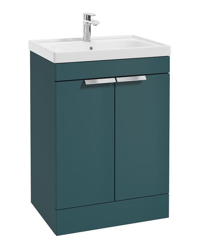 Stockholm Floorstanding 60Cm Two Door Unit Matt Ocean Blue-Brushed Chrome Handles