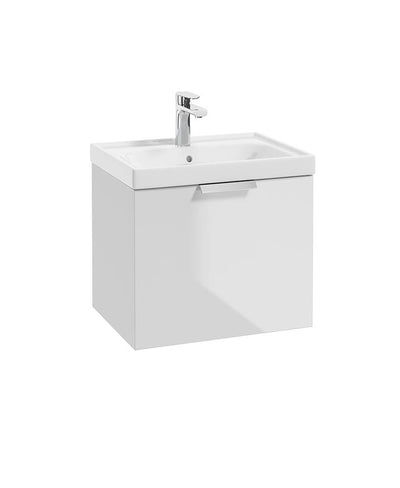 Stockholm Wall Hung  50Cm Single Drawer Unit Gloss White-Brushed Chrome Handle