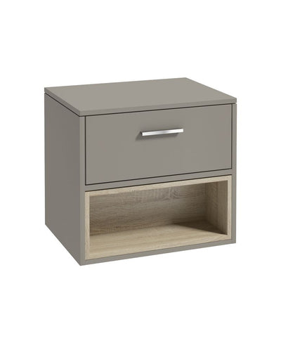 Malmo Wall Hung 60Cm Single Drawer Countertop Unit Matt Khaki-Chrome Handle