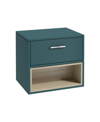 Malmo Wall Hung 60Cm Single Drawer Countertop Unit Matt Ocean Blue-Chrome Handle