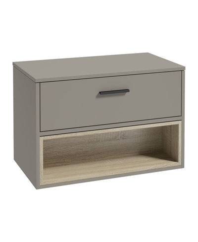 Malmo Wall Hung 80Cm Single Drawer Countertop Unit Matt Khaki-Black Handle