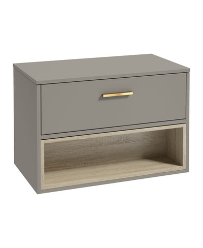 Malmo Wall Hung 80Cm Single Drawer Countertop Unit Matt Khaki-Gold Handle