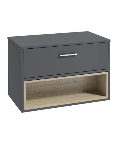 Malmo Wall Hung 80Cm Single Drawer Countertop Unit Matt Midnight Grey-Chrome Handle