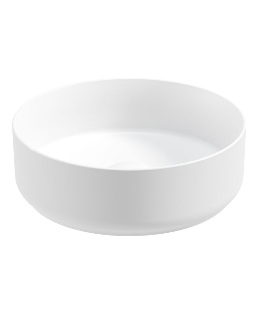 Avanti Round 36Cm Countertop Basin & Waste Satin White