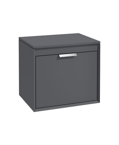 Fjord Wall Hung 60Cm Two Drawer Countertop Unit Matt Midnight Grey-Brushed Chrome Handle