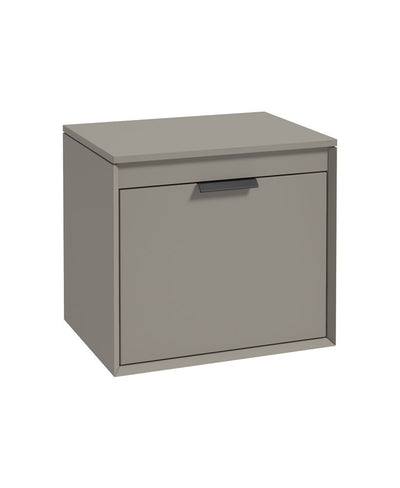 Fjord Wall Hung 60Cm Two Drawer Countertop Unit Matt Khaki-Matt Black Handle