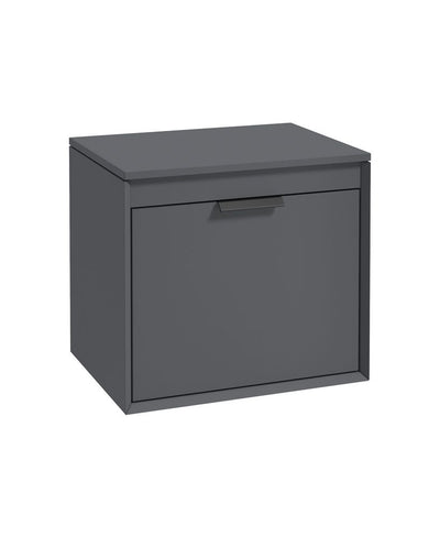 Fjord Wall Hung 60Cm Two Drawer Countertop Unit Matt Midnight Grey-Matt Black Handle