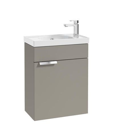Stockholm Wall Hung 50Cm Single Door Cloakroom Unit Matt Khaki-Brushed Chrome Handle