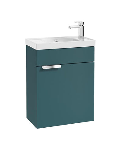 Stockholm Wall Hung 50Cm Single Door Cloakroom Unit Matt Ocean Blue-Brushed Chrome Handle