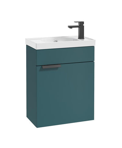Stockholm Wall Hung 50Cm Single Door Cloakroom Unit Matt Ocean Blue-Matt Black Handle