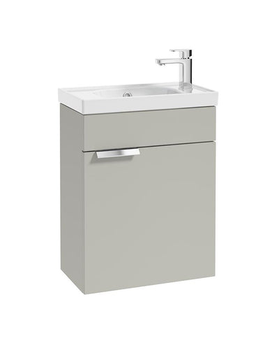 Stockholm Wall Hung 50Cm Single Door Cloakroom Unit Matt Arctic Grey-Brushed Chrome Handle