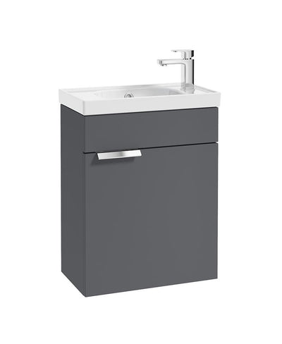 Stockholm Wall Hung 50Cm Single Door Cloakroom Unit Matt Midnight Grey-Brushed Chrome Handle