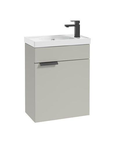 Stockholm Wall Hung 50Cm Single Door Cloakroom Unit Matt Arctic Grey-Matt Black Handle