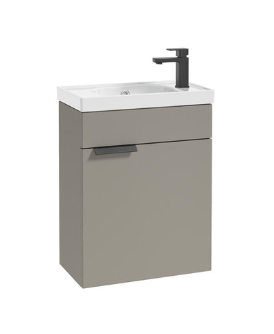 Stockholm Wall Hung 50Cm Single Door Cloakroom Unit Matt Khaki-Matt Black Handle