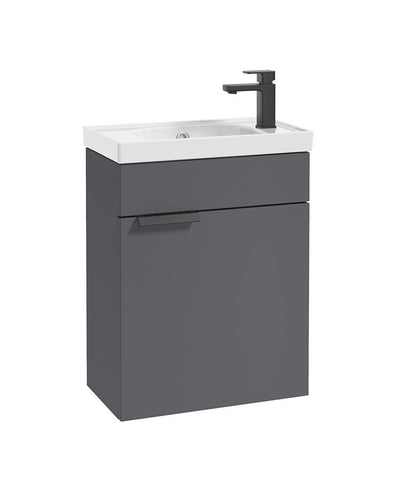 Stockholm Wall Hung 50Cm Single Door Cloakroom Unit Matt Midnight Grey-Matt Black Handle