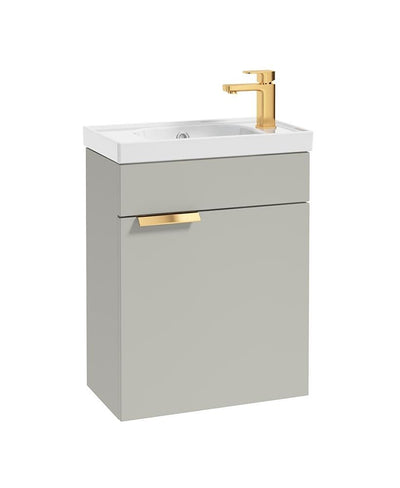 Stockholm Wall Hung 50Cm Single Door Cloakroom Unit Matt Arctic Grey-Brushed Gold Handle