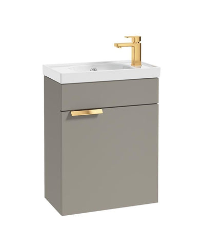 Stockholm Wall Hung 50Cm Single Door Cloakroom Unit Matt Khaki-Brushed Gold Handle