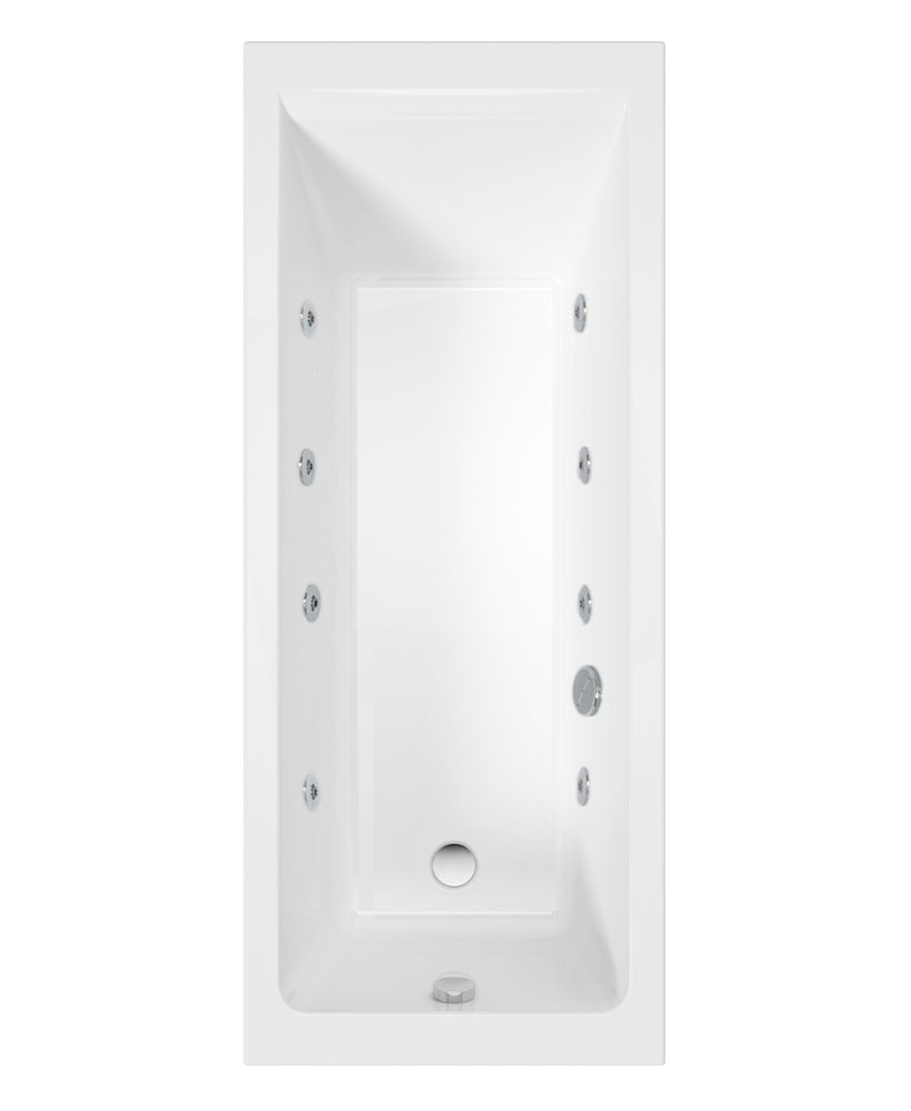 Cubo 1700X800Mm Single Ended 8 Chrome Jet Whirlpool Bath White