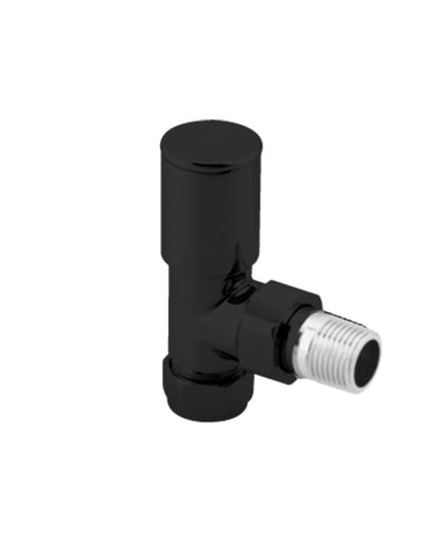 Sonas Round Head Angled Radiator Valve Black