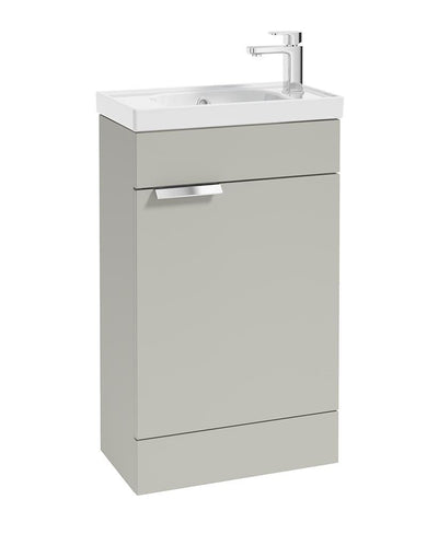Stockholm Floorstanding 50Cm Single Door Cloakroom Unit Matt Arctic Grey-Brushed Chrome Handle