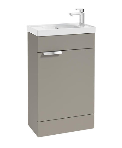 Stockholm Floorstanding 50Cm Single Door Cloakroom Unit Matt Khaki-Brushed Chrome Handle