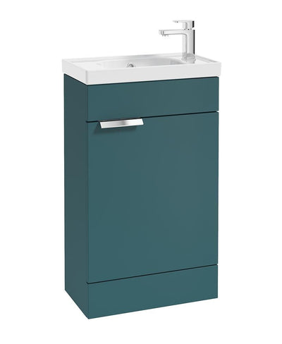 Stockholm Floorstanding 50Cm Single Door Cloakroom Unit Matt Ocean Blue-Brushed Chrome Handle