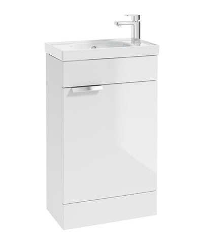Stockholm Floorstanding 50Cm Single Door Cloakroom Unit Gloss White-Brushed Chrome Handle