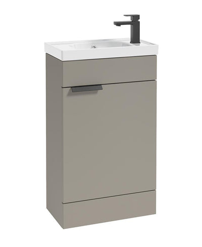 Stockholm Floorstanding 50Cm Single Door Cloakroom Unit Matt Khaki-Matt Black Handle