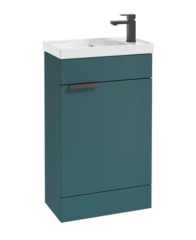 Stockholm Floorstanding 50Cm Single Door Cloakroom Unit Matt Ocean Blue-Matt Black Handle