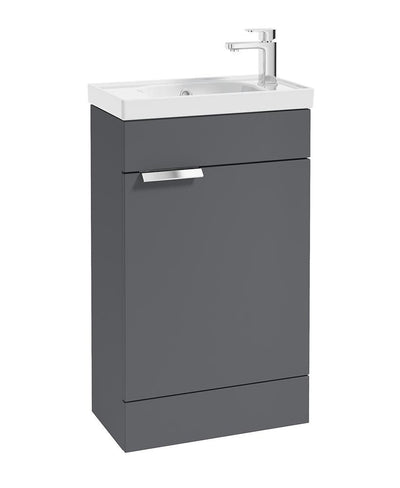 Stockholm Floorstanding 50Cm Single Door Cloakroom Unit Matt Midnight Grey-Brushed Chrome Handle