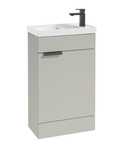 Stockholm Floorstanding 50Cm Single Door Cloakroom Unit Matt Arctic Grey-Matt Black Handle