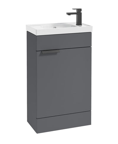 Stockholm Floorstanding 50Cm Single Door Cloakroom Unit Matt Midnight Grey-Matt Black Handle